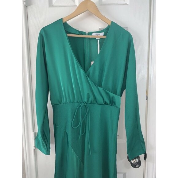 Cushnie For Target Emerald Green Faux Wrap Asymmetrical Long Sleeve Dress Sz 10 - Picture 3 of 9